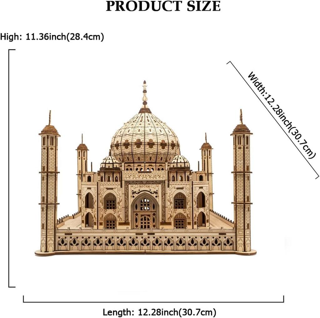 SILK ROAD 3D DIY Wooden Puzzle Taj Mahal with LED 416 Craft Educational New Christmas Gift Lights, Pieces, Gift, Toy, Boys, Girls, Adults, Year's