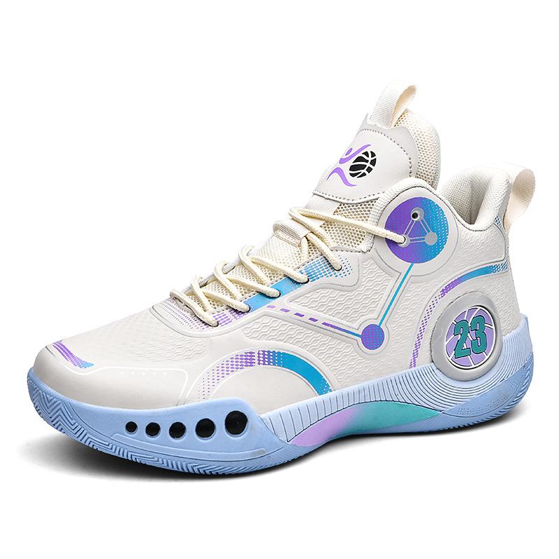 Men's High Top Breathable Non-Slip Shock-Absorbing Basketball Shoes for Middle School Students