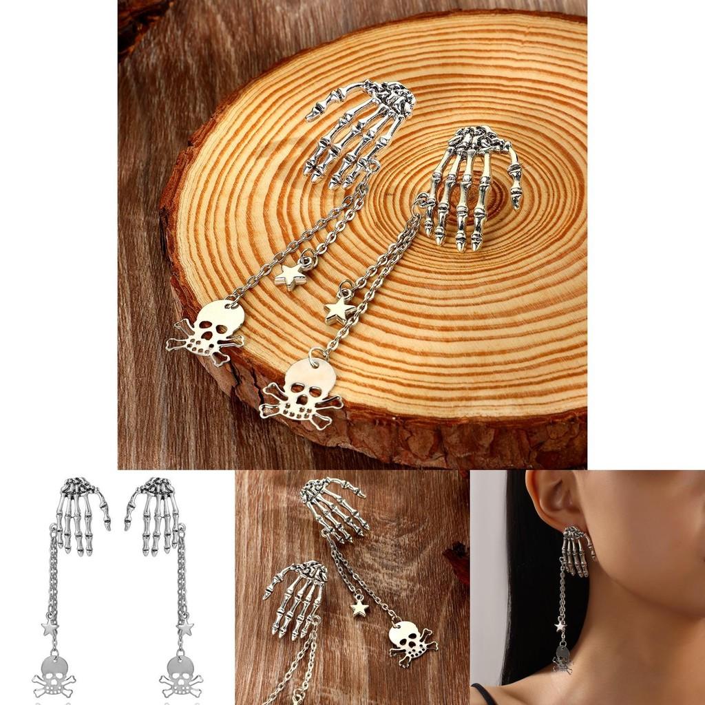 Gothic Punk Skull Ear Jewelry With Alloy Material For Festival Wear