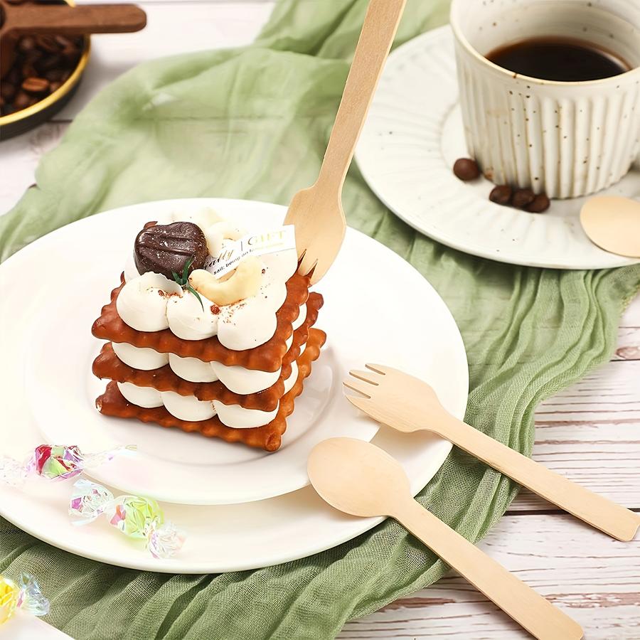 50/100pcs 14cm Disposable Wooden Spoon Fork Set for Party Wedding Cake Tasting Batch Practical Tableware Party Peripherals