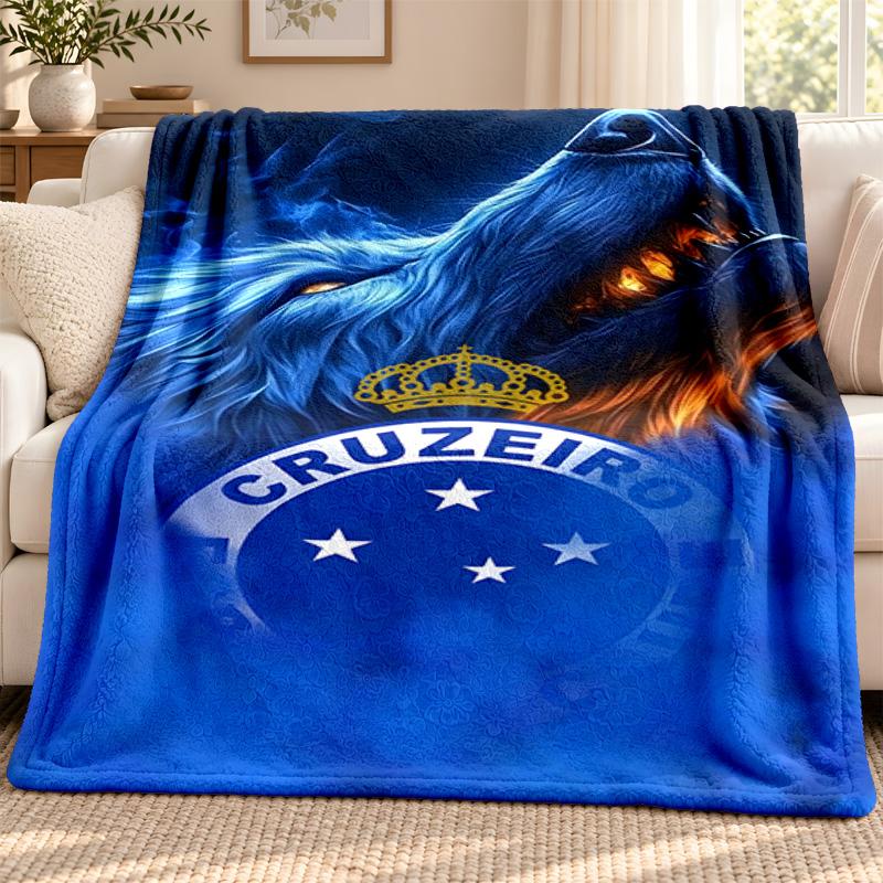 Cruzeiro Esporte Clube Blanket Flannel Blanket Soft Cozy Plush Throw for Sofa Bed Lightweight Home Decoration Outdoor Camping