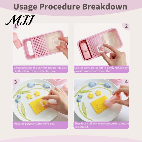 Polymer Clay Cutter Anti-stick Tool Cornstarch Tapper Box for Clay, Powder Container with PLA Removable Filter & Brush,