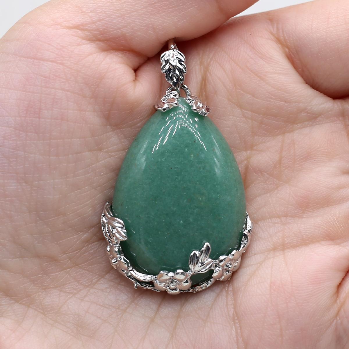 

1 шт. в партии подвеска из натурального камня в форме капли кристалл кварца аметист малахит агат подвески для изготовления ювелирных изделий DIY аксессуары для ожерелья 27 × 38 мм 1Pcs/Green Aventurine