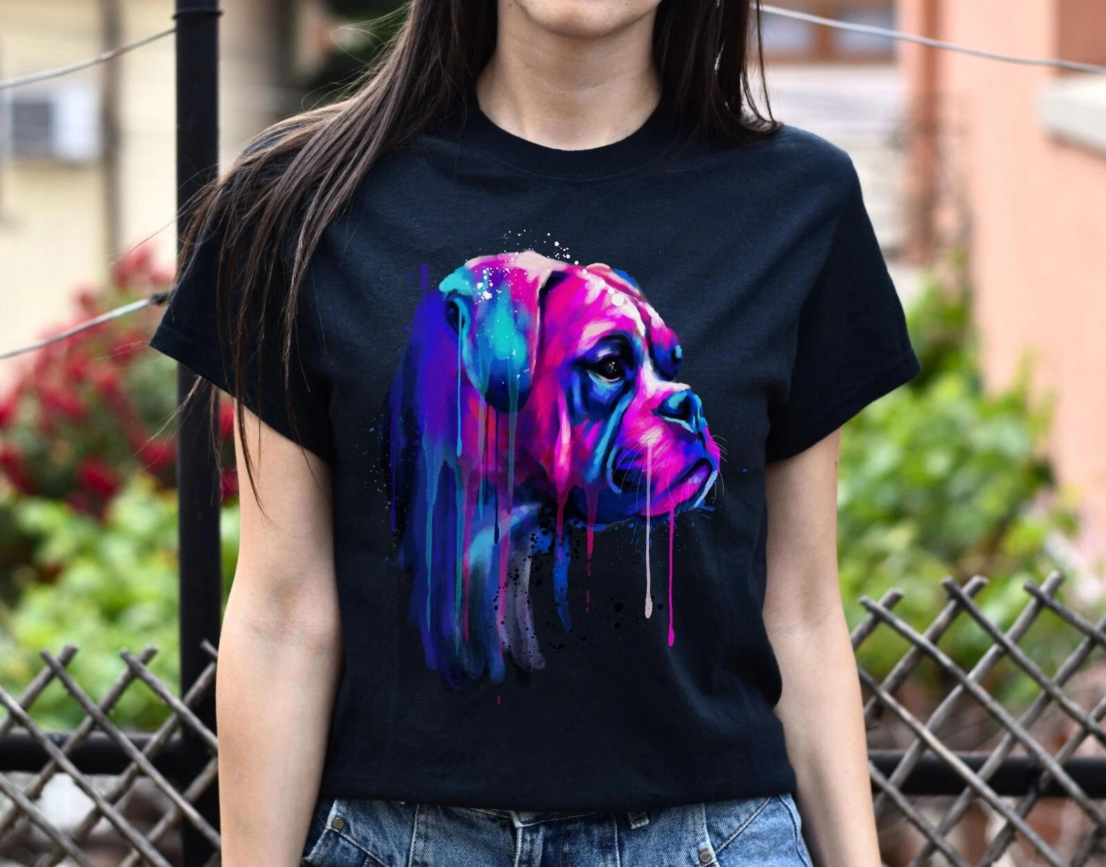 Watercolor Boxer dog Unisex shirt S-2XL black navy dark heather 2XL