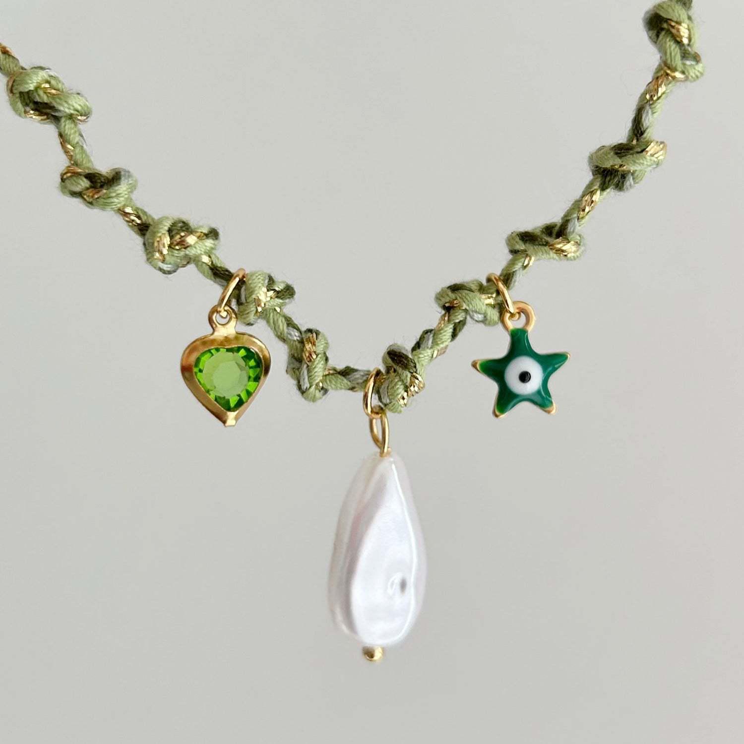 Multi-Shell Starfish & Elephant Pendant Necklace with Colored Rope