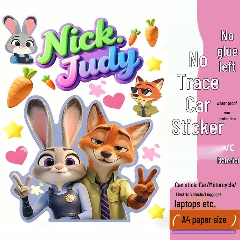 

Zootopia 2 Electric Motorcycle Decorative Scratch Cover Stickers A4 Size (20x30cm)