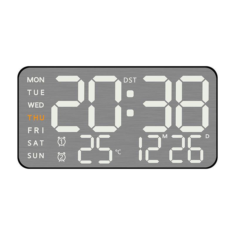 Brushed Metal Wall Clock: Multi-functional LED Alarm with Electronic Display, Cross-border Bestseller