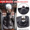 Car Gear Shift Knob 5 Speed For Skoda Octavia 2004 2005 2006 2007 2008 2009 2010 2011 2012 Auto Gear Shift Collars Leather Boot