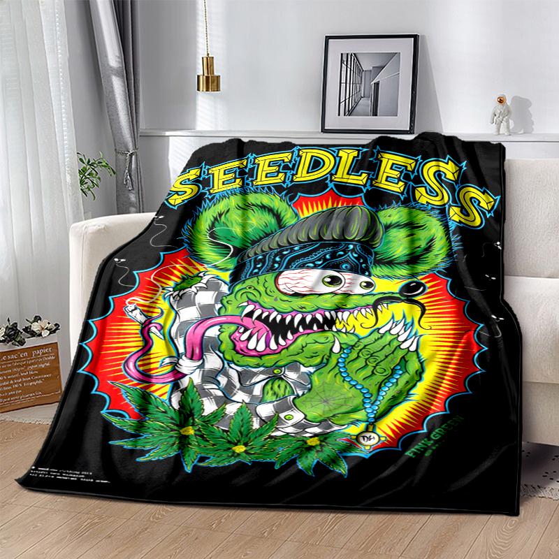 Rat Fink Power Flannel Blanket Soft All-Season Throw, Design for Camping, Car Travel, Hiking Sofa, Bed, Office Perfect Gift for Parties