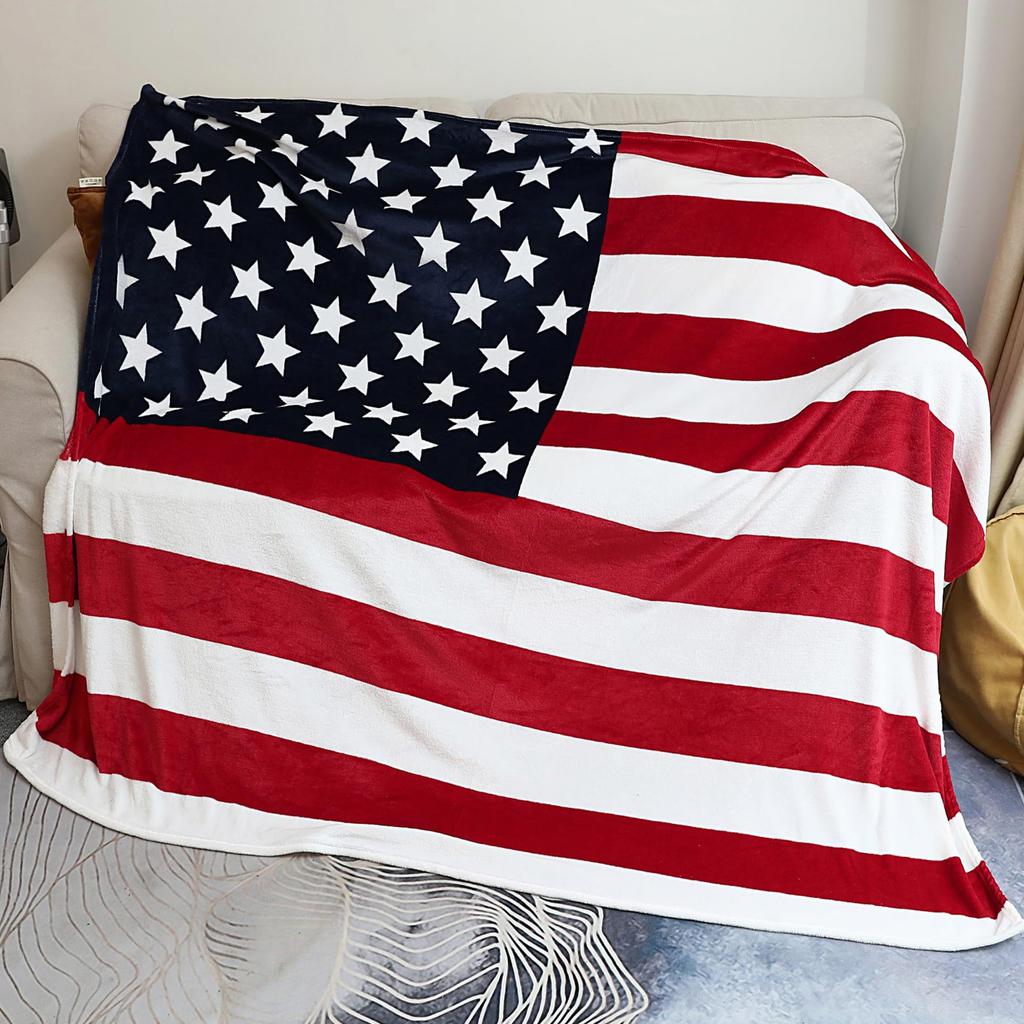 flag of the United States Printed Blanket for Sofa Travel Camping Living Room Office Conditioning Blanket for All Seasons Gifts