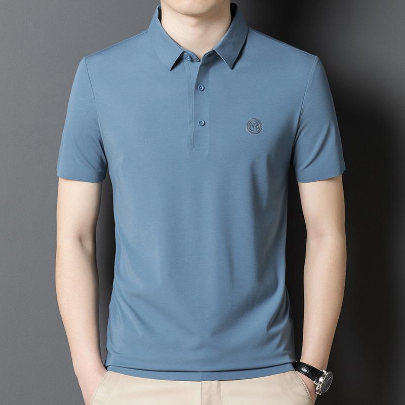 Short-sleeved T-shirt Men's Lapel Versatile Seamless Shirt Summer New Men's Silky Thin Style