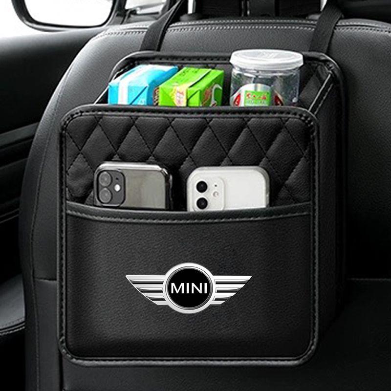 Car Tissue Box PU Leather Auto Seat Hanging Paper Towel Holder Storage Accessories For MINI F54 F55 F56 R56 R60 SONE Roadster Clubman Coupe