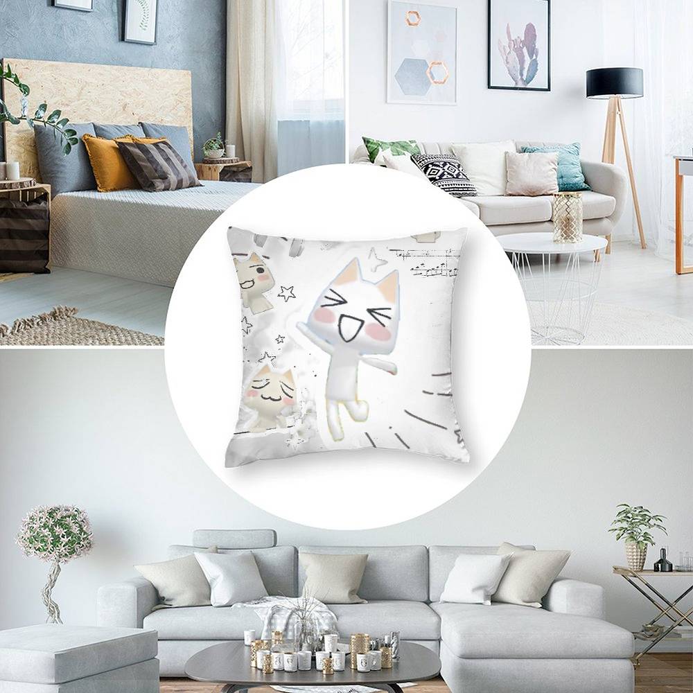 Cartoon Cute Toro Inoue Cat Pillow Case 3D Print Polyester Fiber 40*40cm Home Sofa Throw Decoration Festival Gift
