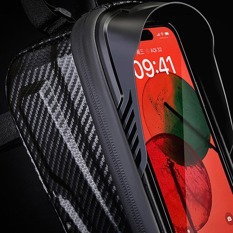 Bicycle Phone Bag Waterproof Bike Bag Waterproof Eva Hard Shell Bike Phone Bag For Cycling Touchscreen Front Frame For Road