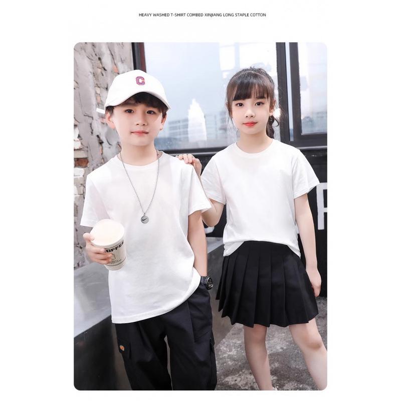 Boys' Pure Cotton School Style Short-Sleeve T-Shirt for Ages 10-14 - Summer 2025