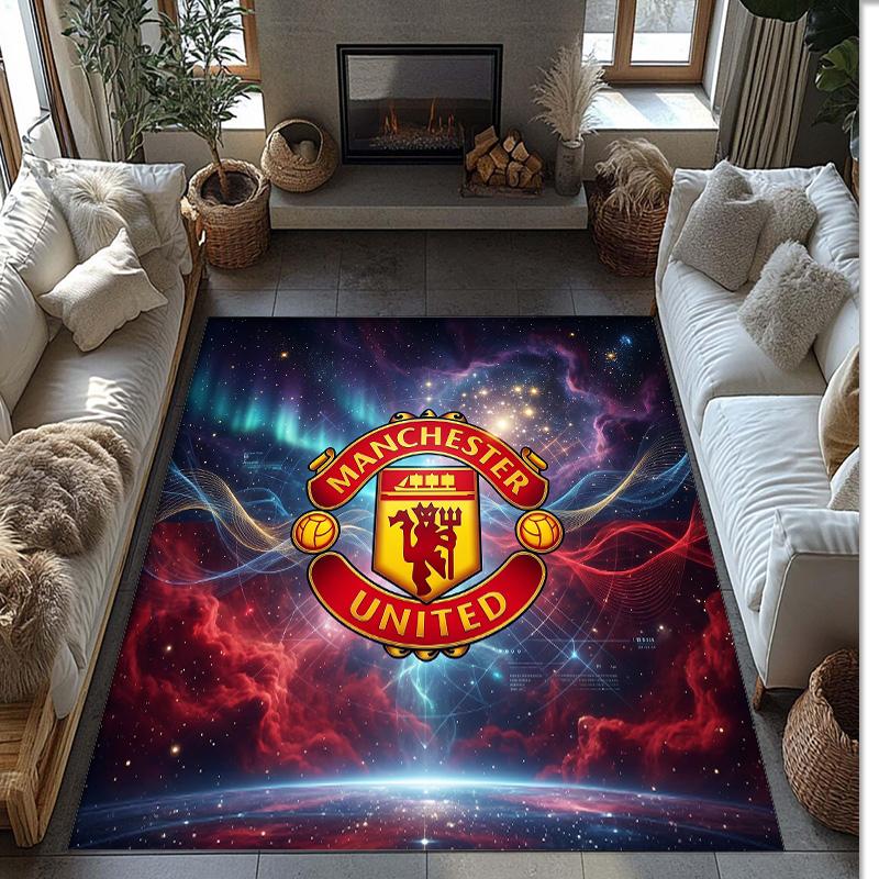 Tappeto in Flanella Stampato Manchester United Antiscivolo Morbido Poliestere Tappeto per Pavimento Tappetino Decorativo per Interni per Camera da Letto Soggiorno Divano