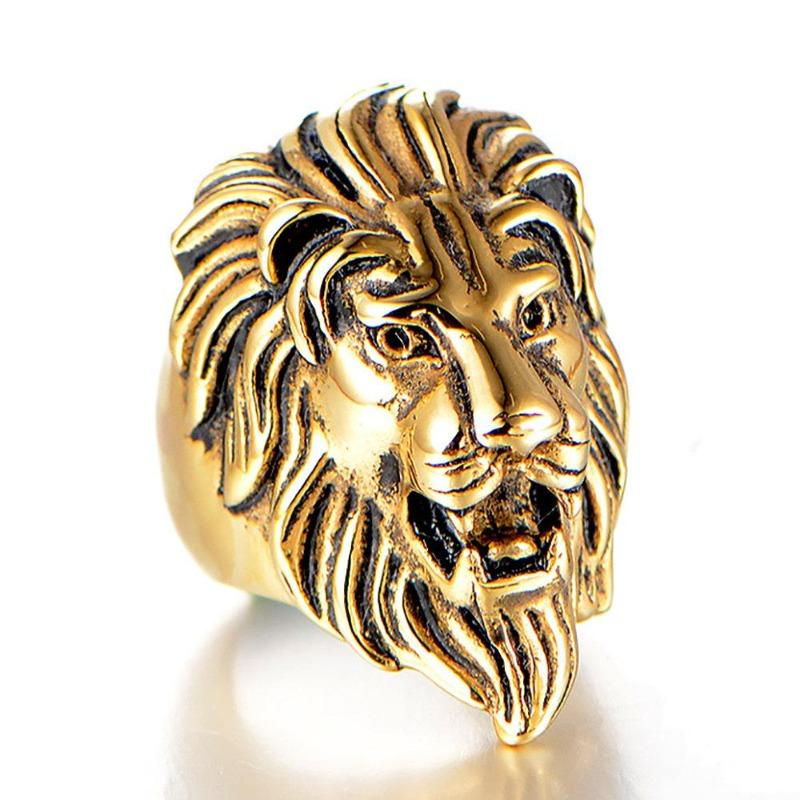 

Viya Hip Hop Domineering Personality Lion Head Gold Plated Men S Ring Ring Jewelry no. 13