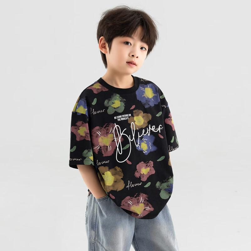 Boys  Floral Print Cooling Cotton T-Shirt 150