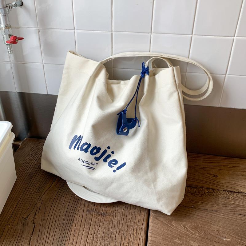 Foreign Trade Original Canvas Bag Female Large Capacity Versatile Simple Single Shoulder Shopping Bag College Student Tote Bag