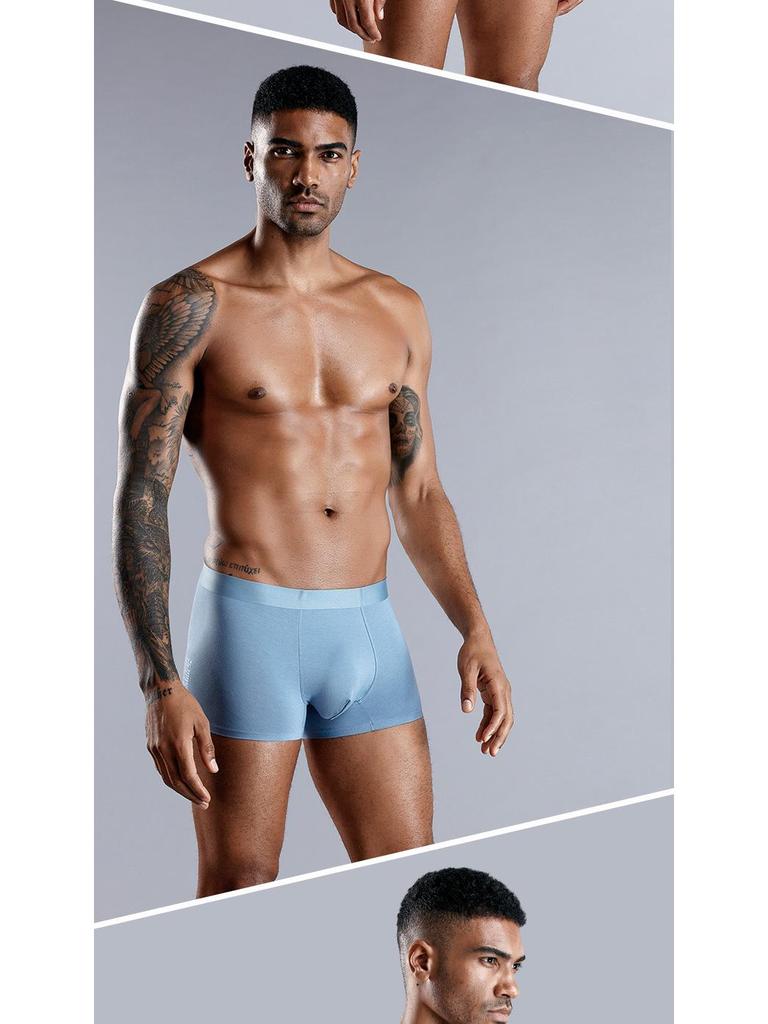 60 Modal Ice Silk Breathable Antibacterial Men's Boxer Briefs with Mulberry Silk Crotch and U-Shaped Pouch