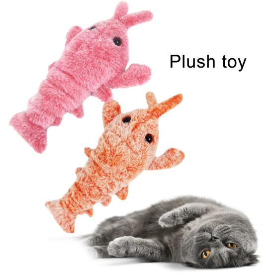 Electric Cat Toy Cute Shape Soft Bite Resistant Comfortable Scratch-proof Teeth Cleaning Exercise Training Electric Jumping Cat Shrimp Toy for Home