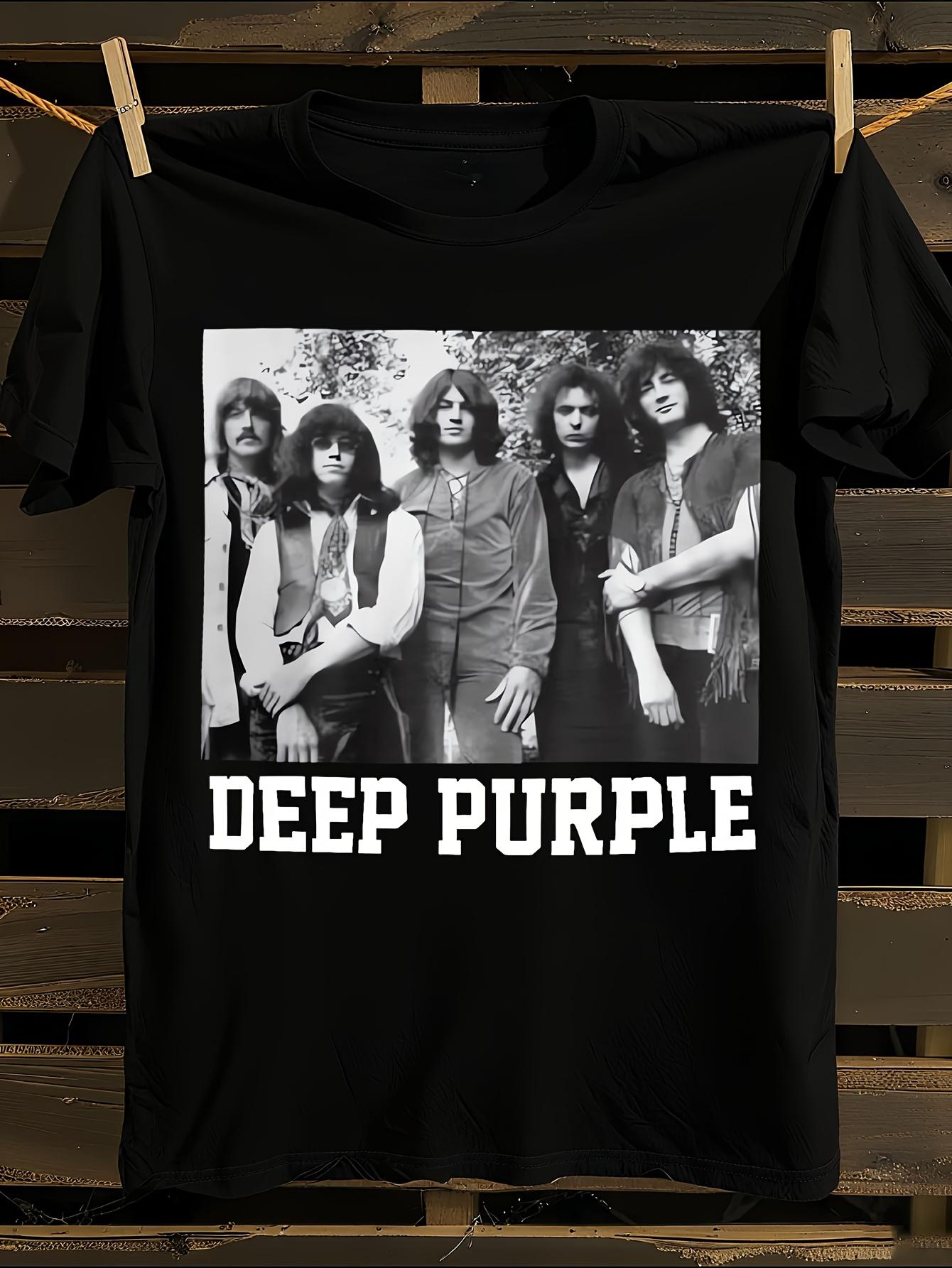 Deep Purple Official Logo and Band Member Print T-shirt M