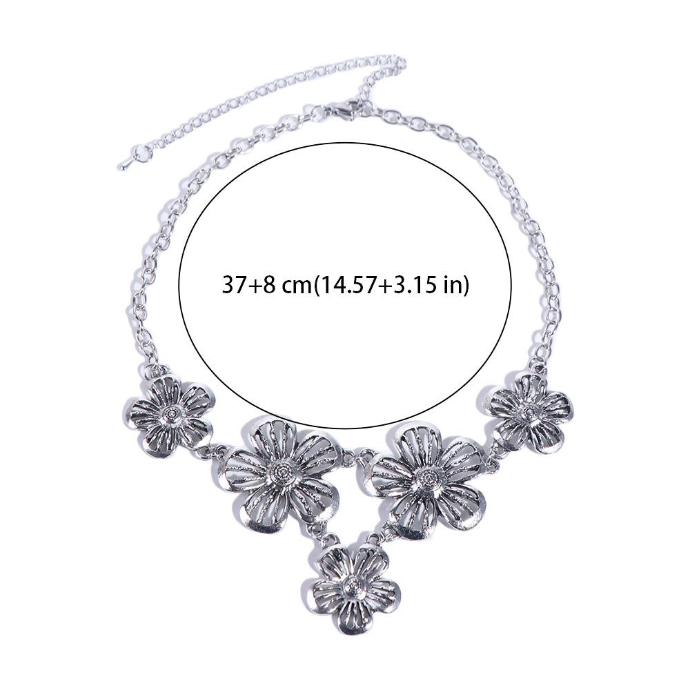 Pendant Boho Ethnic Necklace Hollow Sweater Chain Vintage Bohemian Flowers Necklace  Women