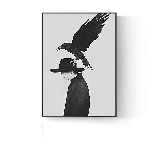 Modern Black and White Figure Abstract Canvas Painting Wall Art Print Poster Picture Decorative Painting Living Room Home Decor