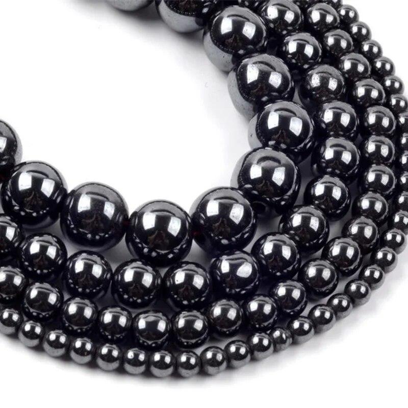 Quality Black Hematite Natural Spacer Loose Bead for Jewelry Making DIY Bracelet Accessories ( Pick Size 4 6 8 10 Mm )