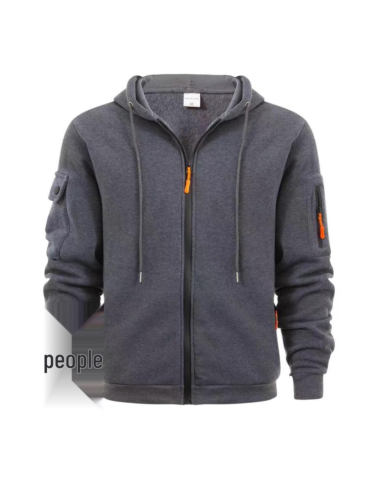 Men's Multi-Pocket Plus Size Cardigan Hoodie - Spring/Autumn Casual Sports Jacket