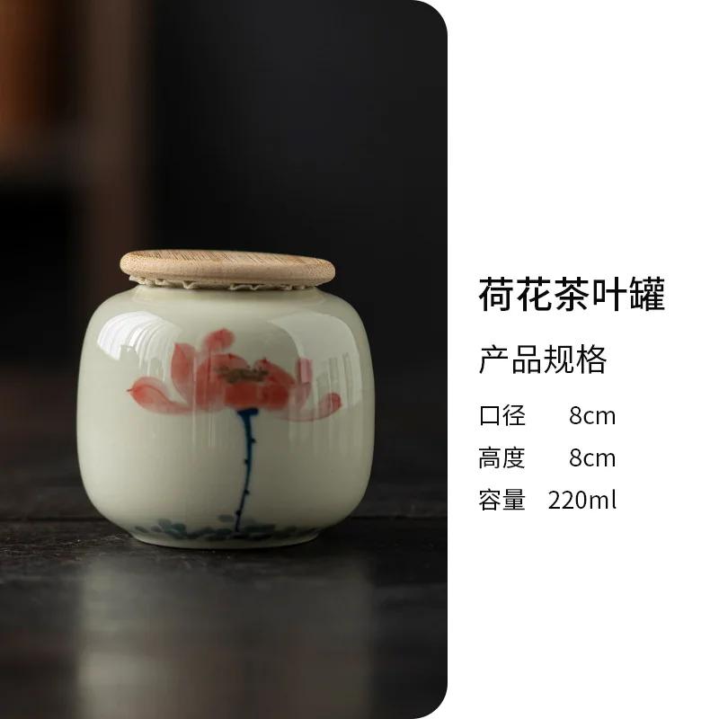 1PCS Chinese Style Ceramic Hand Painted Tea Jar Household Small Portable Sealed Moisture-proof Tea Storage Bottle 2025 New