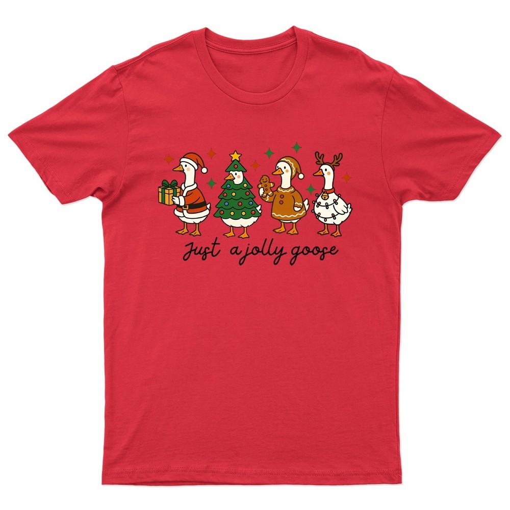 Just A Jolly Goose TShirt Unisex Gift Retro Seasonal Funny Xmas Santa Unisexs a