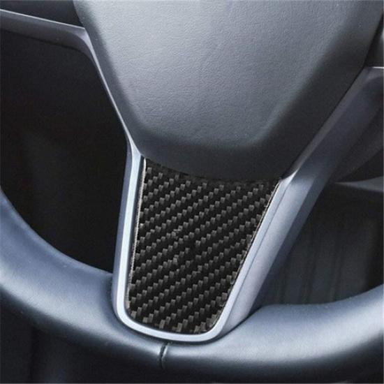 Luxury Carbon Fiber Car Inner Steering Wheel Cover For Tesla Model 3 Y 2017-