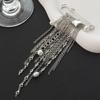 Exaggerated Personality Heart Multiple Chain Tassel Brooches for Women Fashion Imitation  Pearl Brooch Suit Pants Bag Decoration