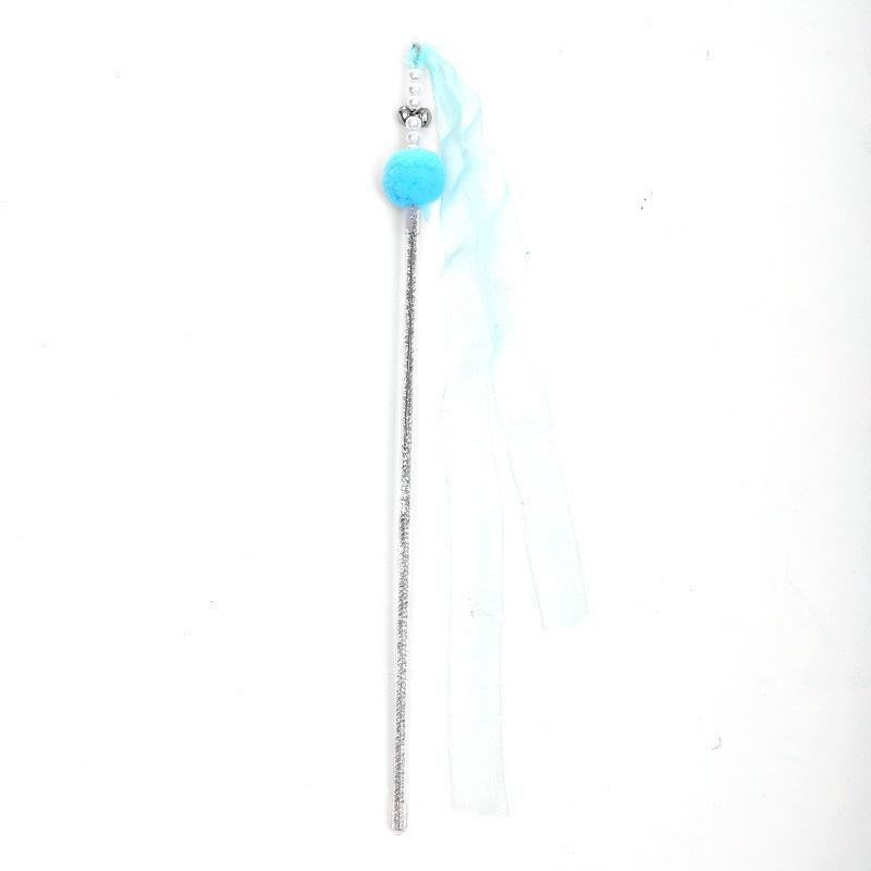 Simulation Feather Interactive Cat Toy Satin Ribbon Bell Cat Stick Toys Kitten Playing Teaser Wand Supplies Accessories