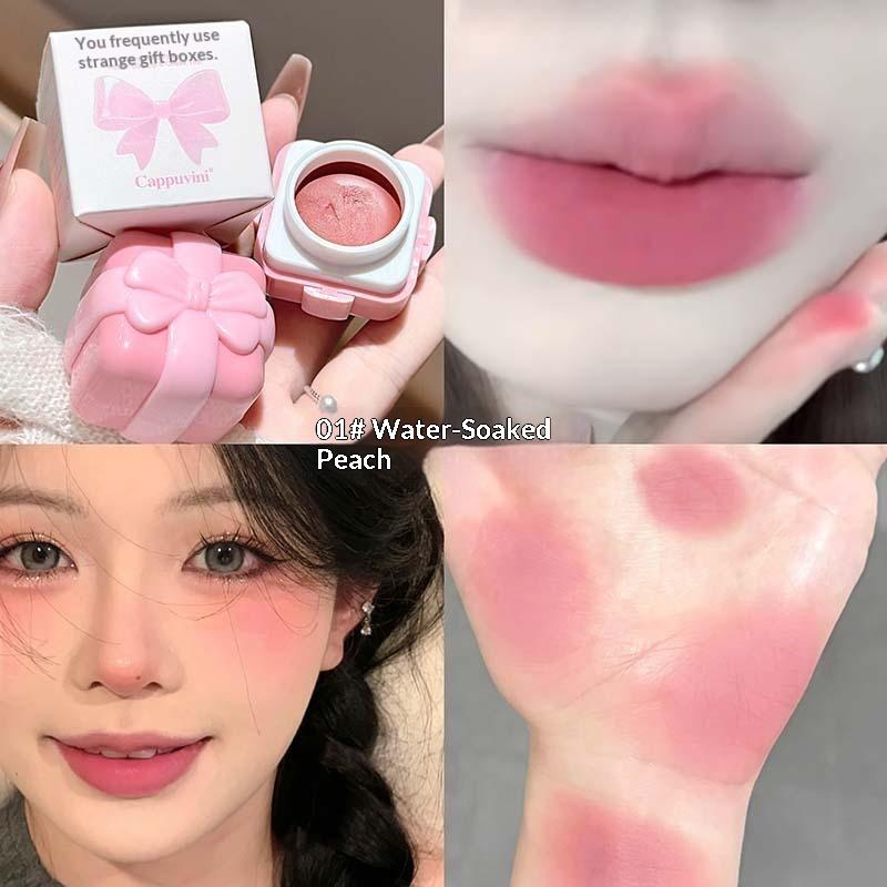 Cappuvini Multi-Purpose Cream Matte Lip & Cheek Blush Long-Lasting Silky Texture Lip Makeup Gift Box Easy To Apply For Beginners
