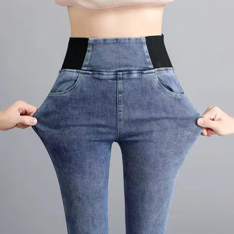 מכנסי ג'ינס אוברסייז Slim ג'ינס מותן גבוה לנשים סקיני ג'ין וינטג' שטיפה עיפרון מתיחה Vaqueros חותלות Pantalones
