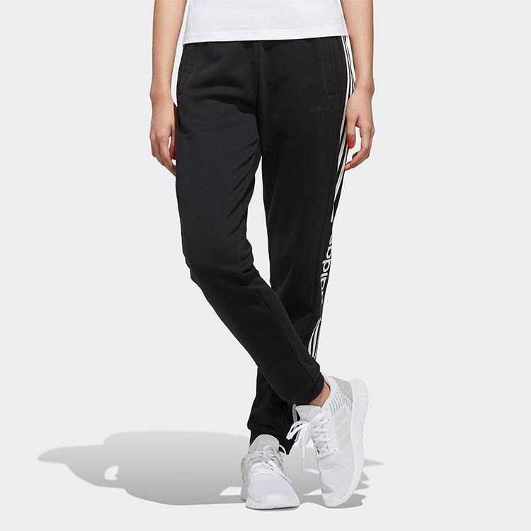 Adidas Neo Knitted Mid-Rise Straight Leg Retro Sports Pants Women Pants Black EI4682