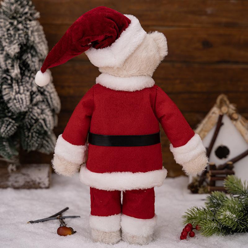 Adorable Christmas Standing Bear Plush Toy Cute Red Bear Figurine For Holiday Decor