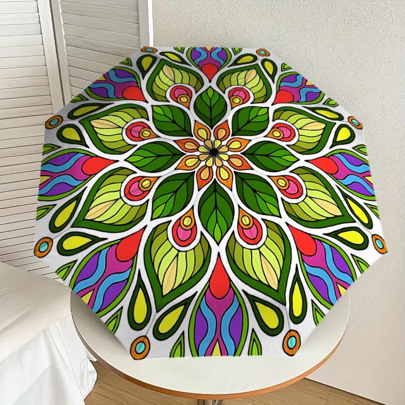 1pc Mandala Art Automatic Umbrella Durable Iron Frame & Plastic Handle, Gift for Men & Women, Sturdy Construction yy250905169