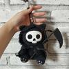 Grim Reaper Cat Plush Keychain Dark Style Skull Cat Doll Pendant With Scythe For Backpack Halloween Party Decoration Gift