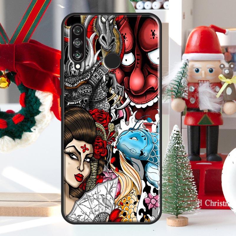 

Japanese Oni Hannya Demon Mask For Huawei Nova 9 10 SE 11 Pro Y60 Y70 Y90 Y61 Y91 Y72 Y73 12i 11i 8i P20 P30 P40 Lite Case Huawei Nova Y61
