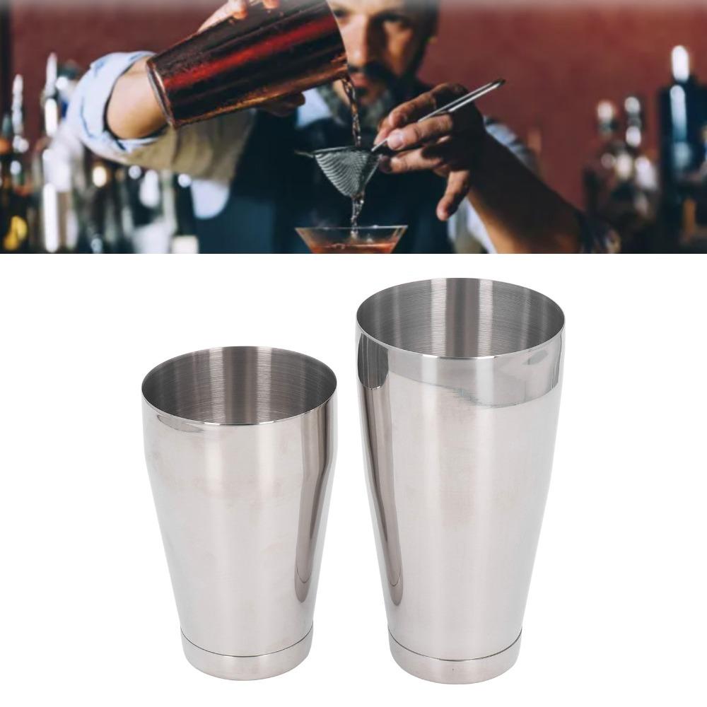 2 Piece Set Stainless Steel Martini Shaker Silver Drink Shaker Professional Cocktail Shaker  Bar