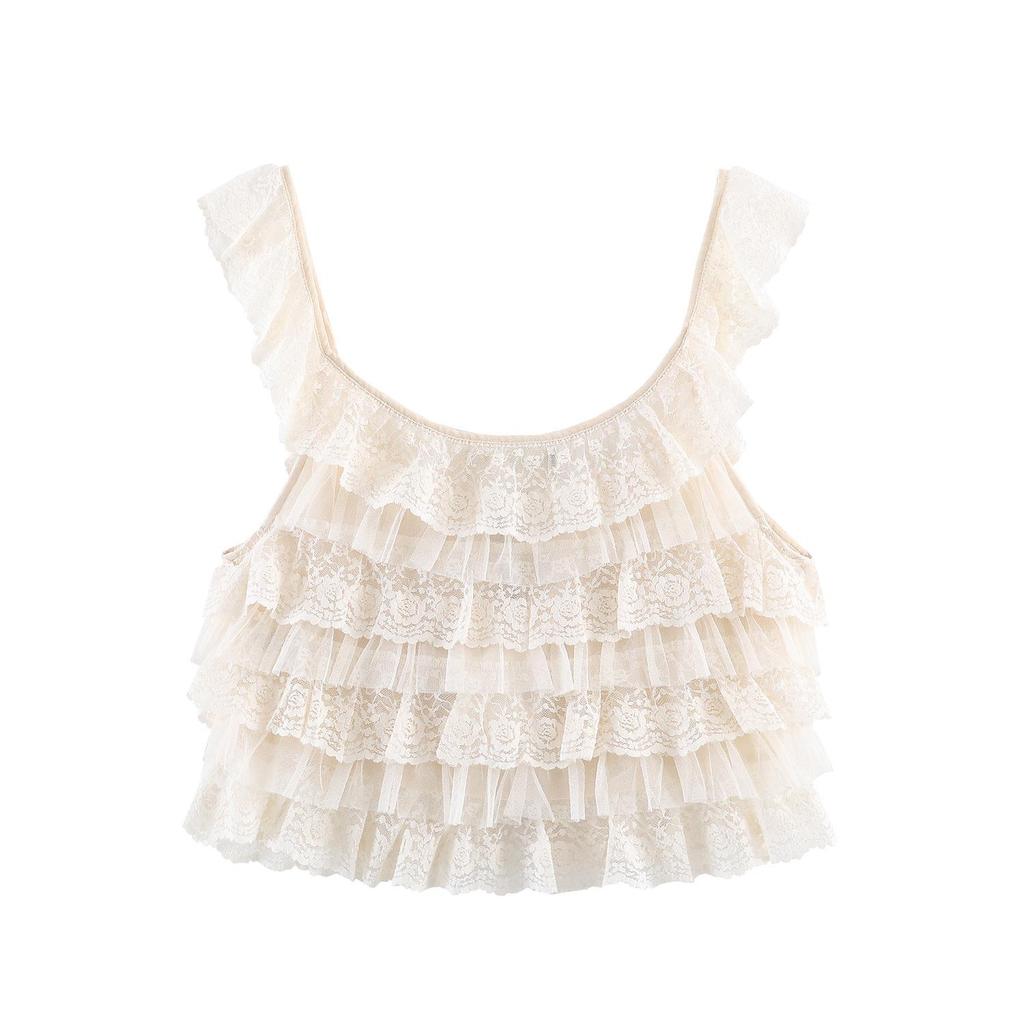 Self-Made European & American Women's Casual Lace Layered Fashion Top