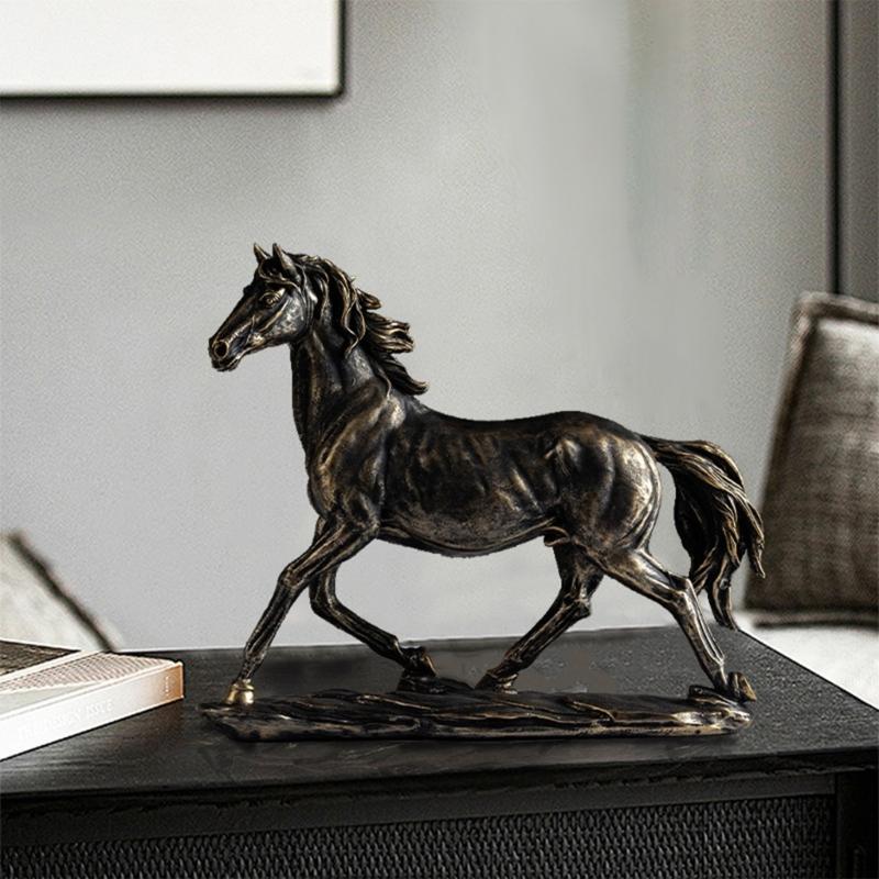 Resin Horse Statue Sculptures Decorative Animal Figurines Tabletop Ornament Symbols Wealth Career Home Decorations