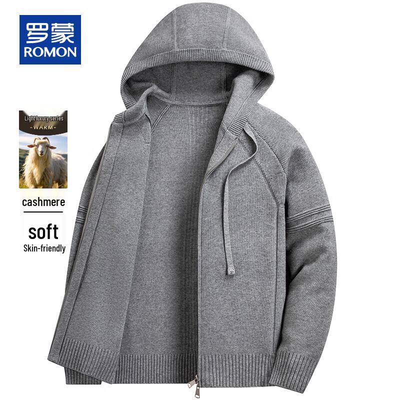 ROMON Men s Cashmere Blend Hooded Knit Zipper Cardigan 2XL 8850₽