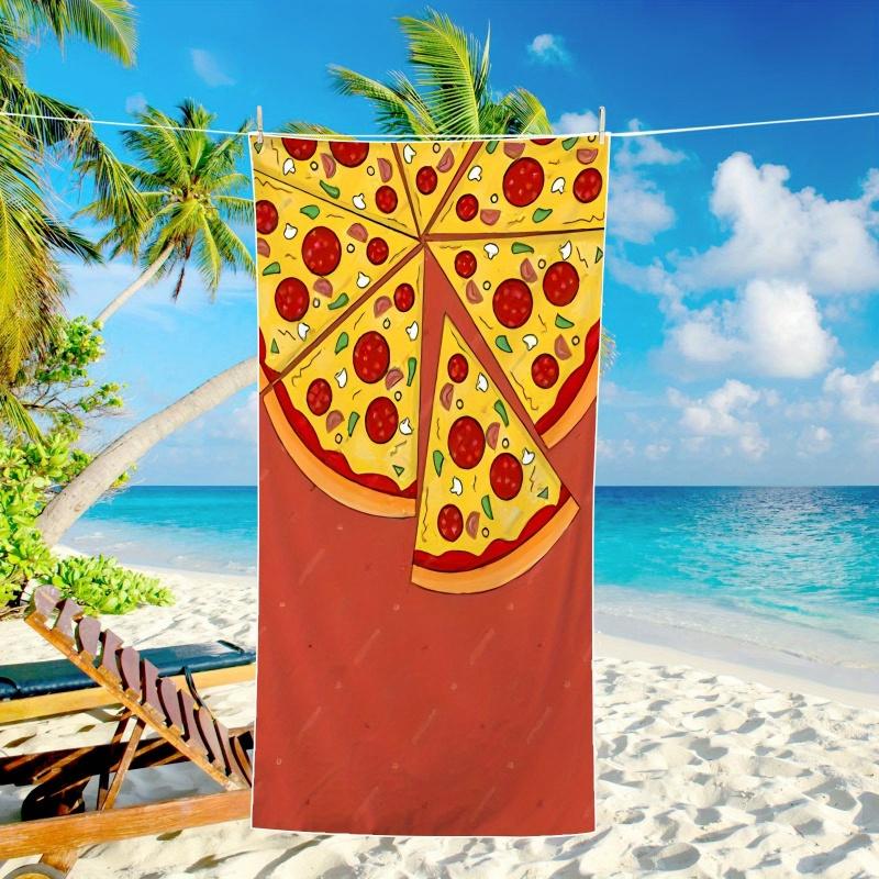 Pepperoni Pizza Beach Towel Microfiber Cheese Pulling Pattern Bath Towels Large Quick Dry Blanket For Summer Swimming Pool