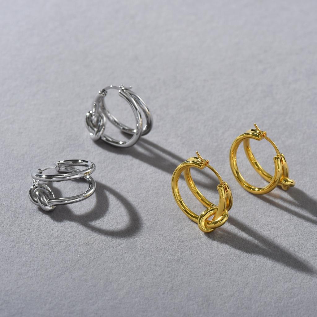 Niche High-End French Retro Knot Design Rope Knot Ear Buckle Personality Trendy And Fashionable Temperament Versatile Earrings