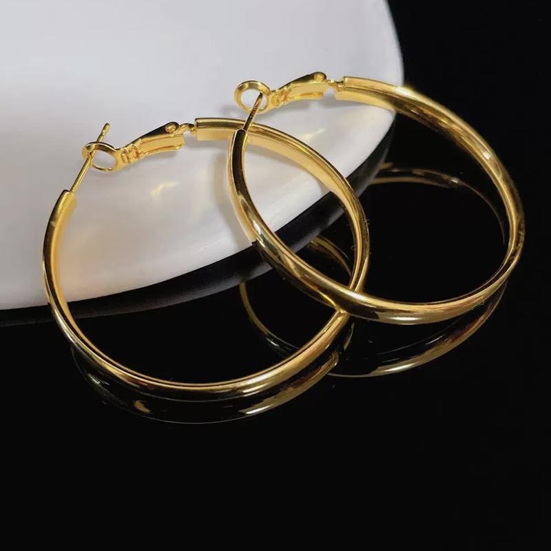 Elegant Retro Thick Round Circle Earrings for Women Simple Metal Big Hoop Earrings Wedding Engagement Aesthetic Jewelry