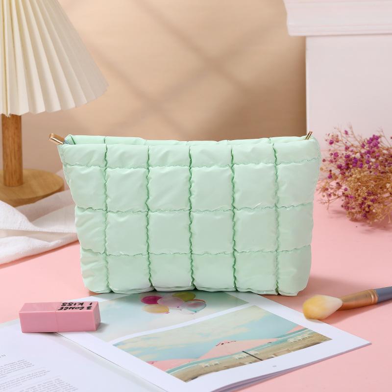 Women Simple Bubble Cosmetic Handbag Travel Organizer Makeup Lipsticks Cotton Pouch Fashion Large Capacity Zipper Bag For Girls